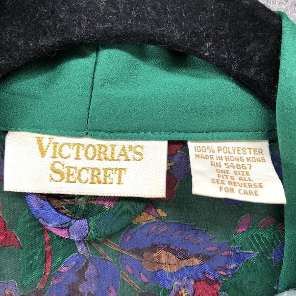 Vintage Victoria' Secret Kimono Robe Womens OS Green Floral Jacquard Chiffon - Picture 5 of 9